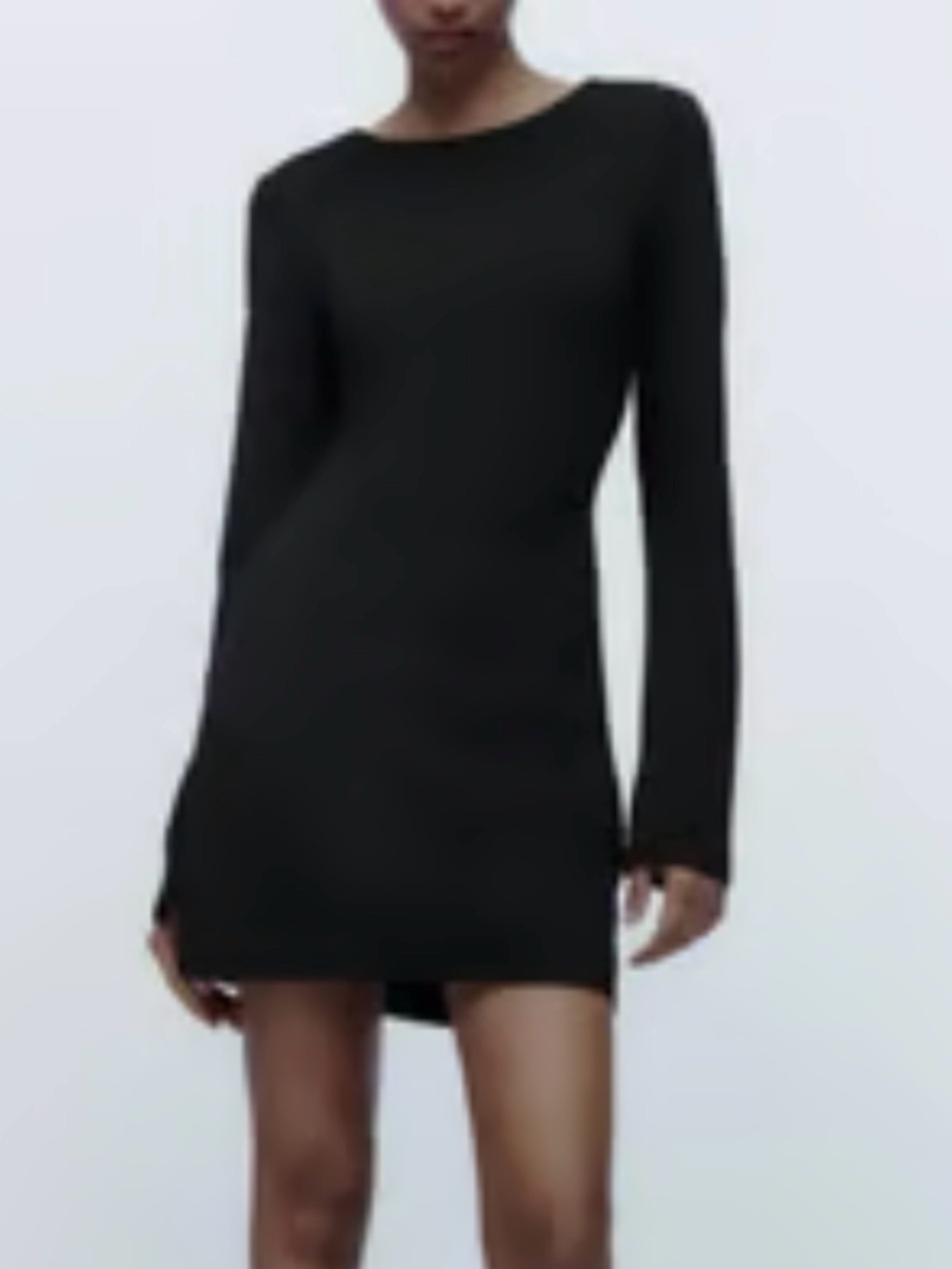 Zara Black Long-Sleeve Mini Dress with  Shoulder pads